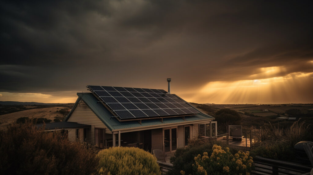 große pv-anlage sonnenuntergang